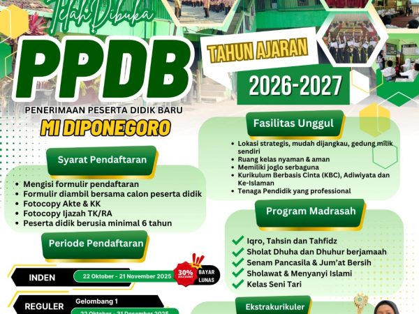 Penerimaan Peserta Didik Baru (PPDB) MI Diponegoro Tahun Ajaran 2026/2027